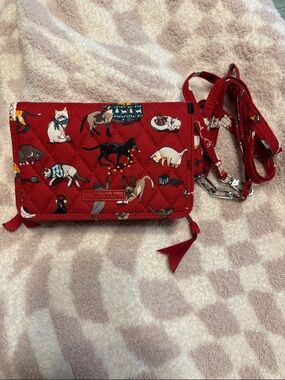 Vera Bradley Red Quilted Cat Print Wallet